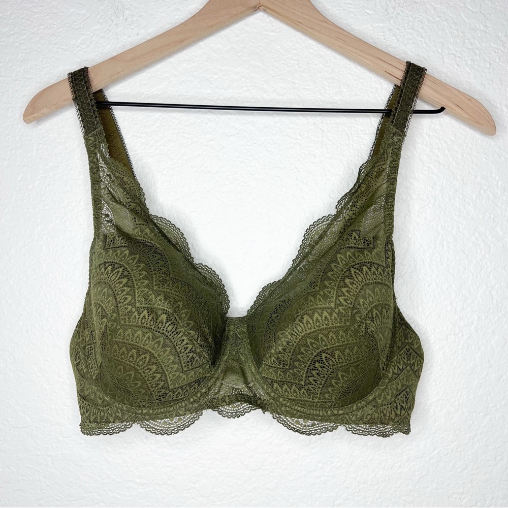 Simone Perele Karma Triangle 3D Demi Bra in Adventure Green Lace size 38D